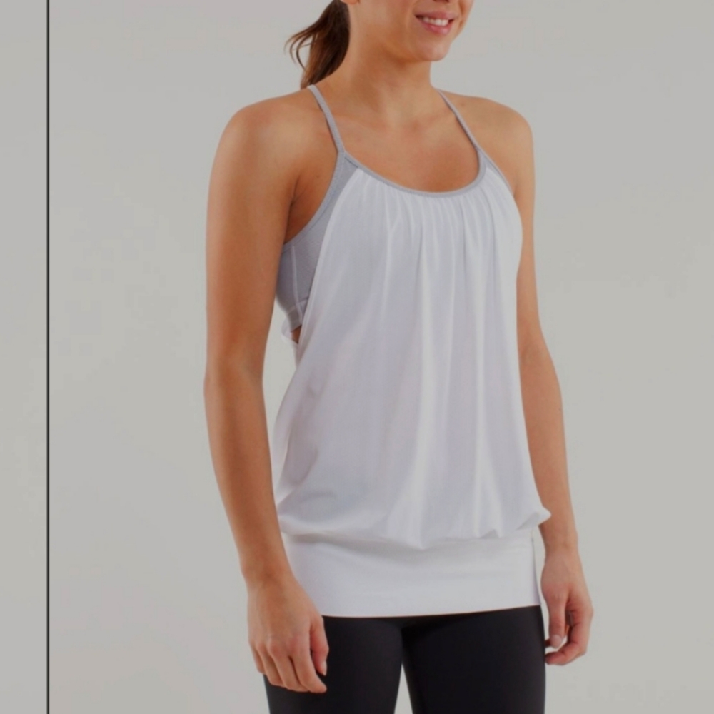 Lululemon No Limits Tank, Size 4, White/Wee Stripe White Fossil